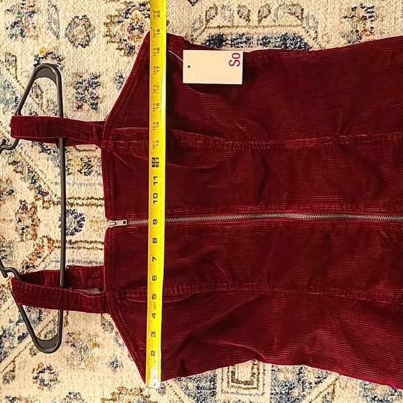 SO BRAND WOMENS JUNIOR BEAUTIFUL BURGUNDY CORDOROY JUMPER/PENAFORE DRESS SIZE XL - Picture 11 of 16